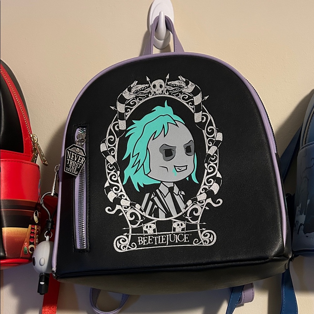 Beetlejuice loungefly Backpack - Black and Purple